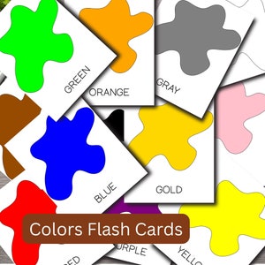 Tarjetas didácticas de colores para niños, juego de 12, tarjetas para niños pequeños y preescolares, tarjetas educativas imprimibles, tarjetas PDF imprimibles, tarjetas didácticas imprimibles