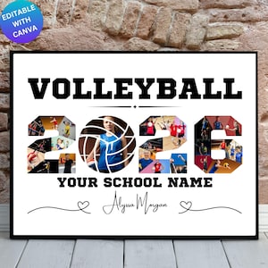 Plantilla de collage de fotos de voleibol, Noche de graduación, Marco editable de Canva, Póster deportivo