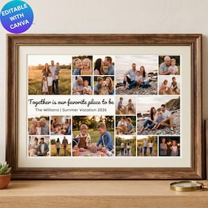 Collage de fotos familiares, tablero de fotos de recuerdo, plantilla de marco de Canva, póster personalizado de generaciones, pantalla de recuerdos editable, diseño de regalo digital