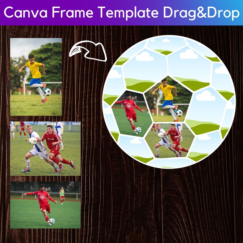 Soccer Photo Collage Canva Frame Template: Drag & Drop (digital ...