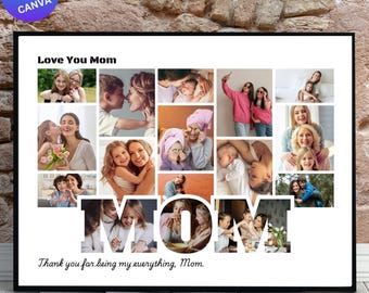 Mom Photo Collage Template, Mother's Day Gift (Digital Download)