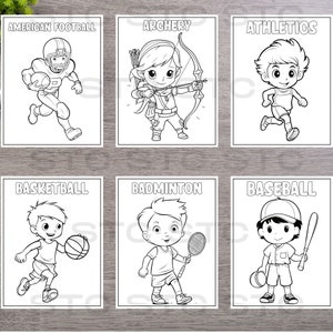 Fun Sports Vocabulary Coloring Pages for Kids,set of 24,toddlers & Pre ...