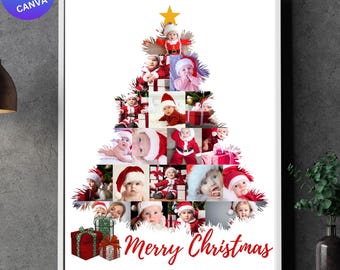 Christmas Tree Photo Collage Template: Holiday Keepsake (Digital Download)