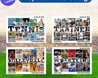 Sports Photo Collage Template: Team Poster, Senior Night Gift (Canva Digital Download)