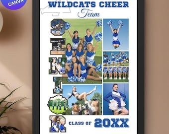 Cheerleader Senior Photo Collage Canva Frame Template, Editable Cheer Squad Frame