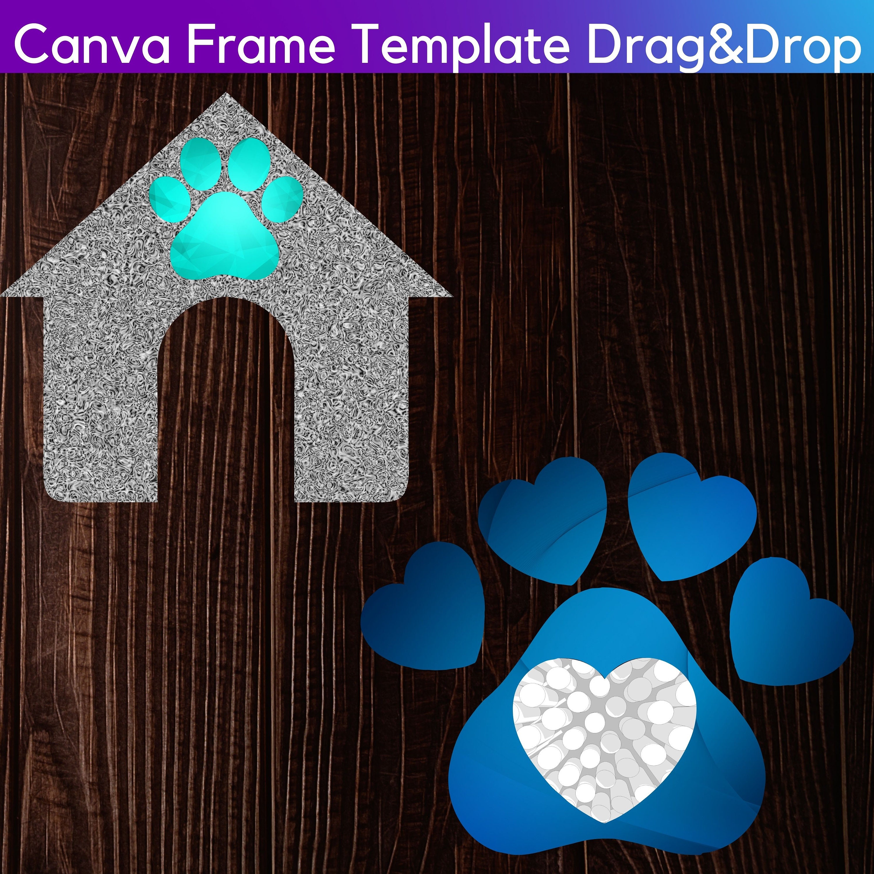 Paw Print Photo Collage Canva Frame Template Bundle (digital Download ...