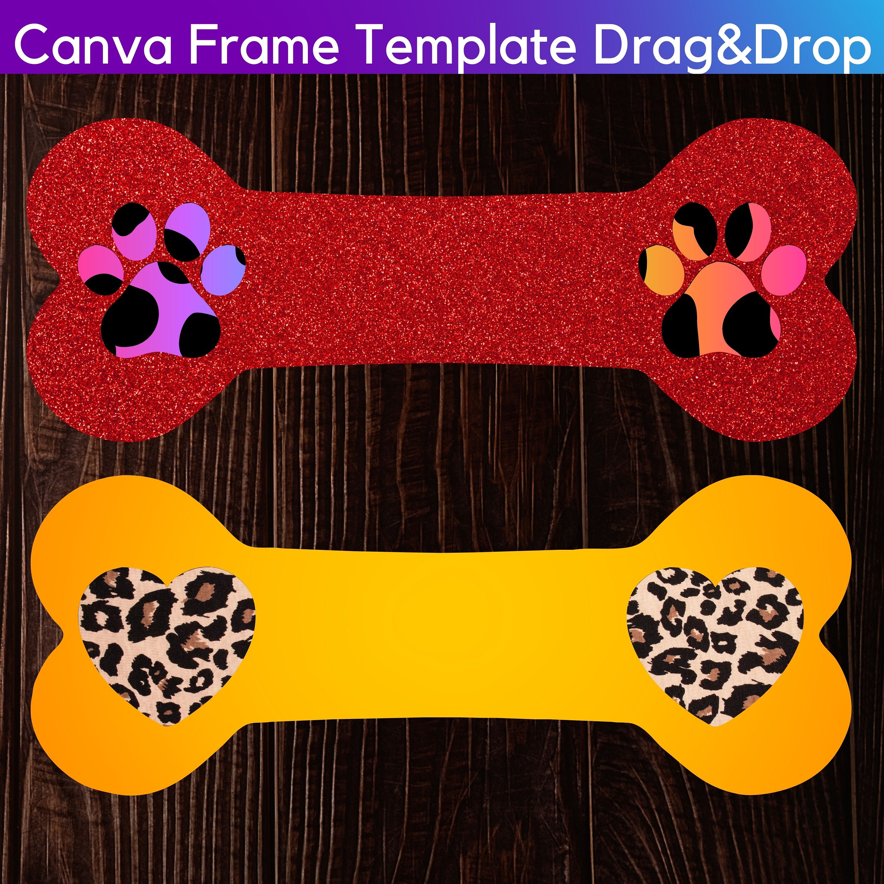 Paw Print Photo Collage Canva Frame Template Bundle (digital Download ...