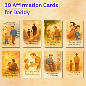 Affirmationskarten für Papa, Aquarell druckbare Kartenset, positive Zitate für Papa, digitaler Download, Geschenk zum Vatertag