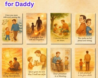 Watercolor Affirmation Cards for Dad: Positive Quotes (Digital Download, PDF/PNG Files)