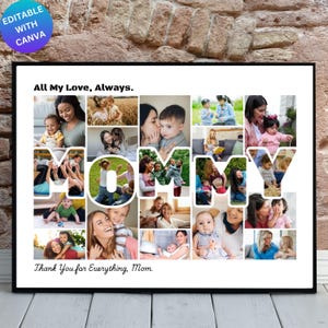Mama Foto Collage Canva Rahmen Vorlage, anpassbare Mutter Geschenk, bearbeitbare digitale Datei für personalisierte Dankbarkeit, Geschenk für Mama