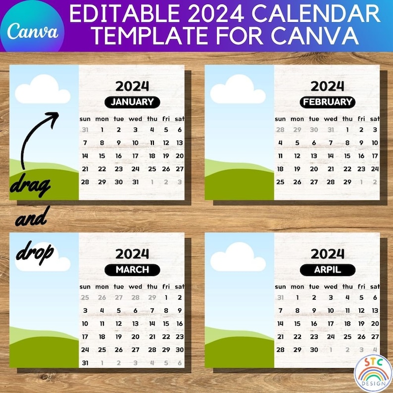 2024 Calendar Canva Frame Templatecanva Calendar Mockupfully Etsy