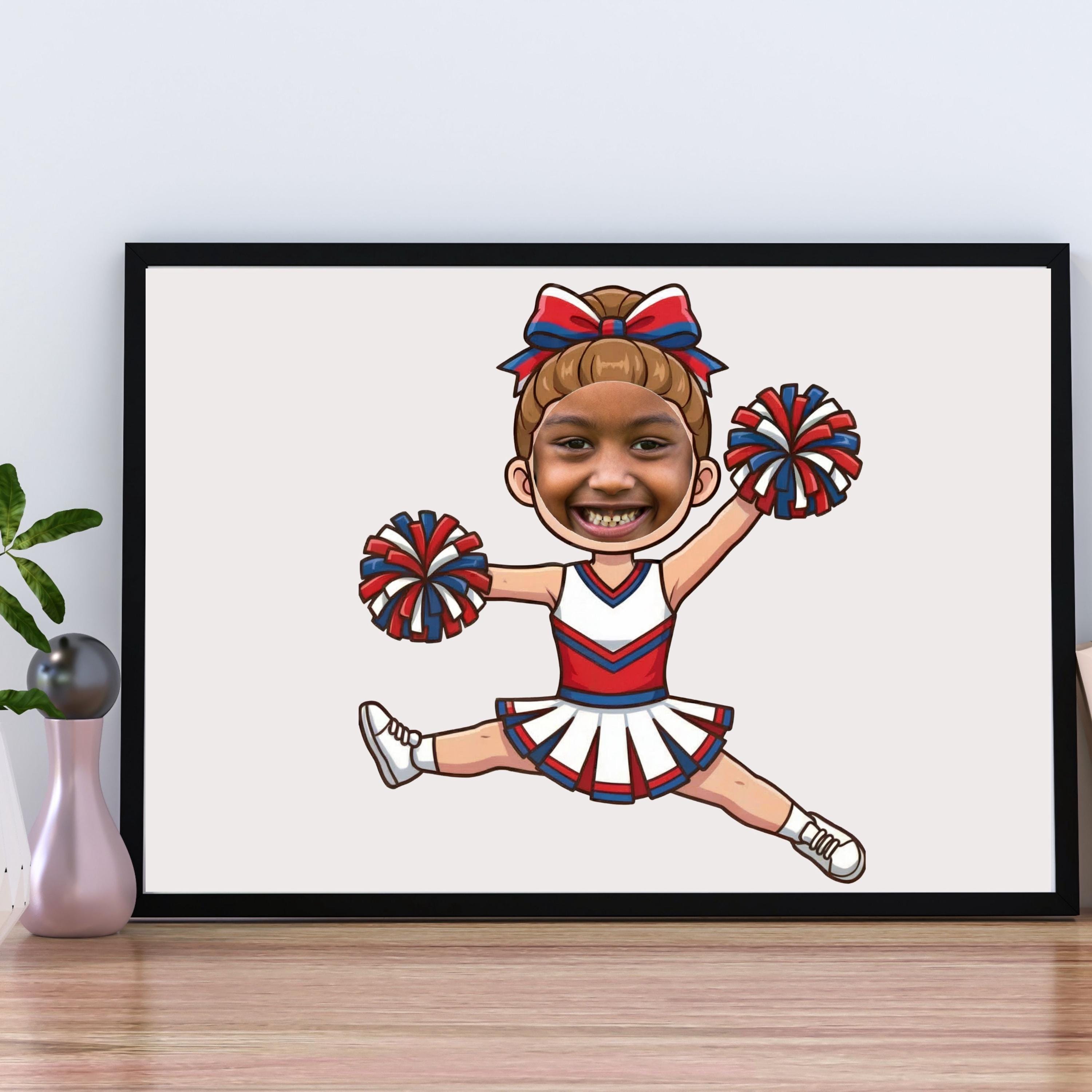 Cheer Photo Frame Cheerleader Face Frame Template, Personalised Cheer Gift, Drag and Drop ...