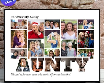 Plantilla de collage de fotos de TÍA en Canva: Regalo digital personalizado (descarga digital)