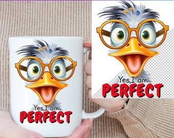 Sarcastic Duck PNG: Funny Coffee Mug Sublimation Design (Digital Download)