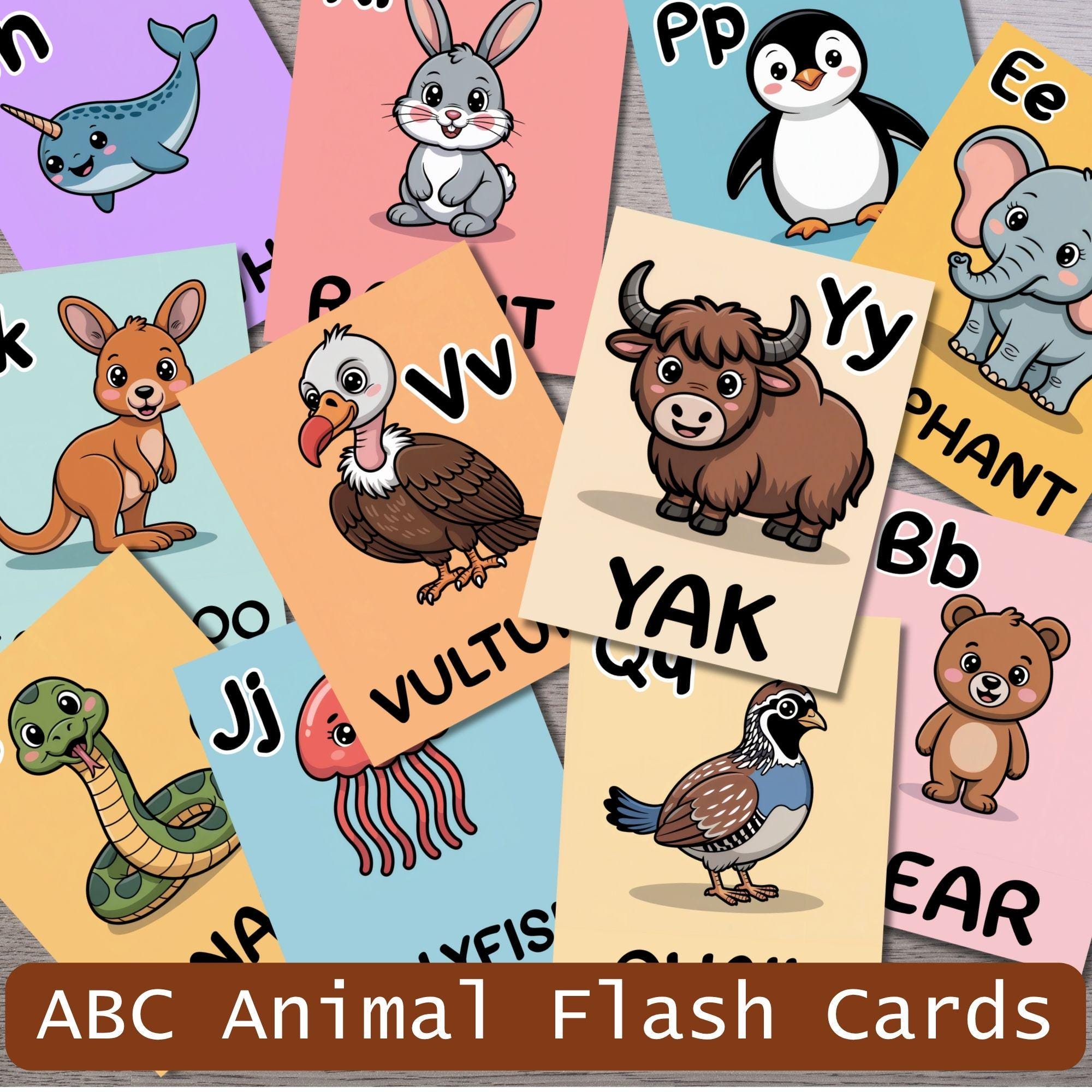ABC Animal Flash Cards: Montessori Alphabet Learning (digital Download ...