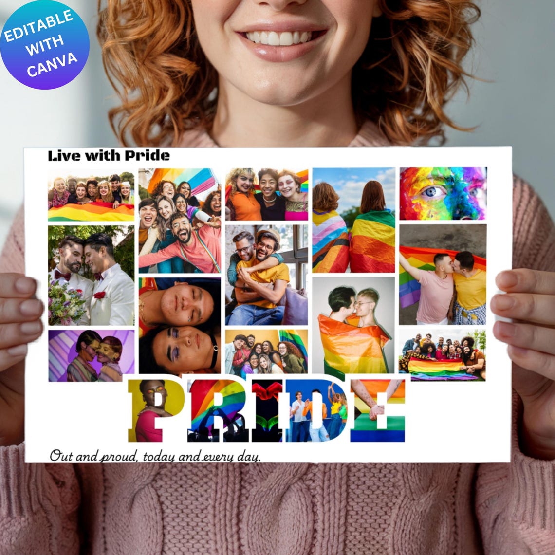 PRIDE Photo Collage Canva Template: Rainbow Letters LGBTQ+ Wall Art ...