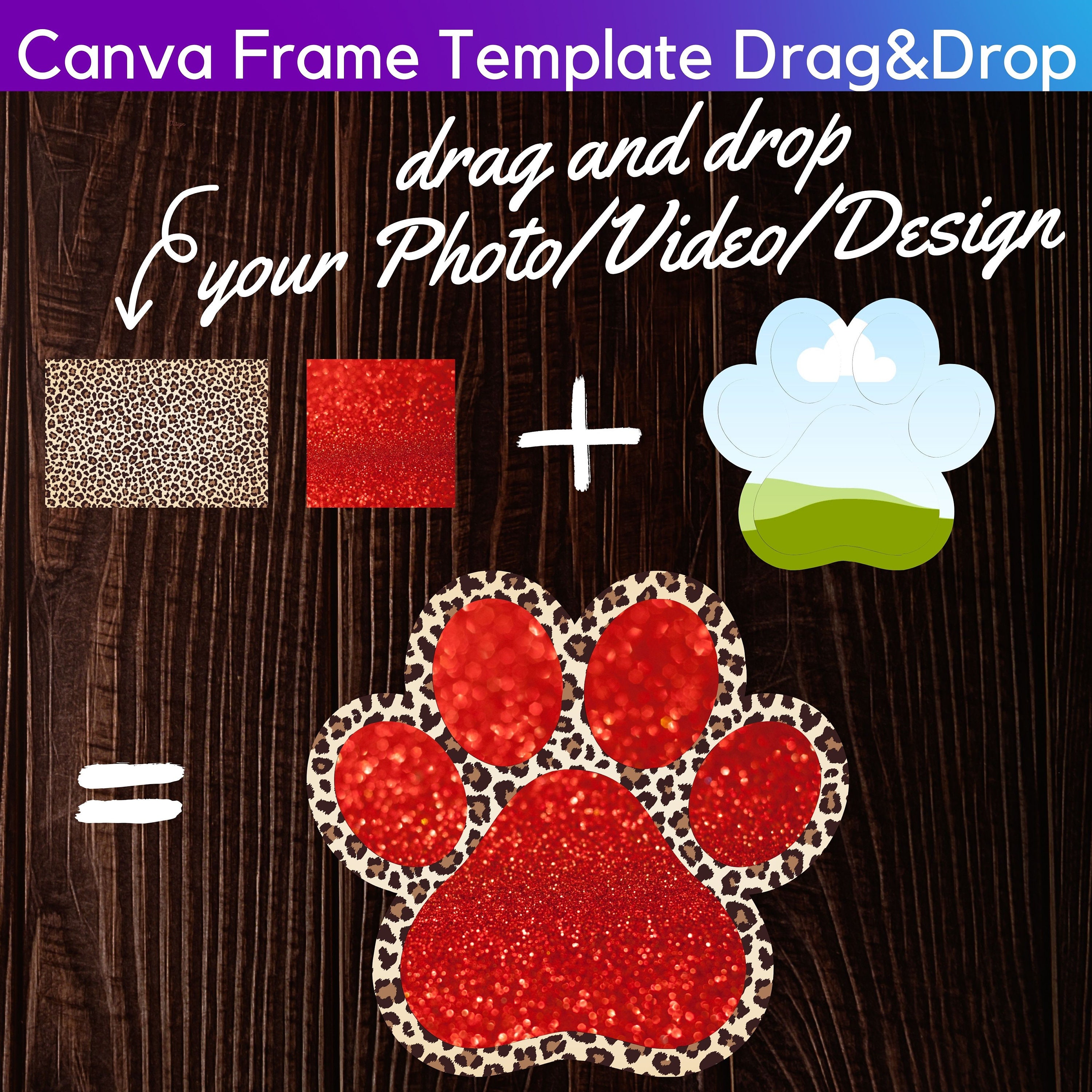 Paw Print Photo Collage Canva Frame Template Bundle (digital Download ...