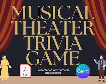 Musical Party Trivia Game | Musicals Game | Musicals Trivia Game | Musical Themed Game | Musical Party Quiz | Printable Musical Party Trivia