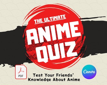 Ultimate Anime Party Game | Otaku Trivia Quiz (Canva + Printable PDF)