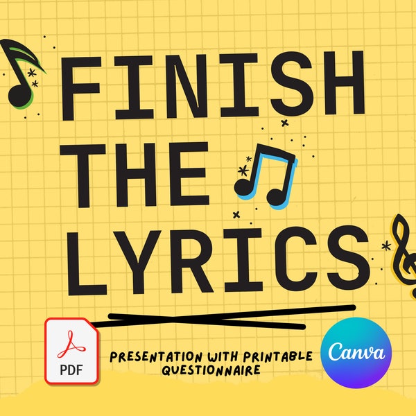 Finish the Lyrics Game | Finish the Lyrics Party | Pop Lyrics | Finish the Song Lyrics Game | Printable Finish the Song Lyrics Trivia