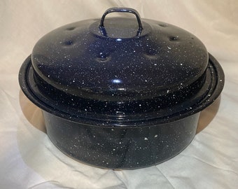 Black Speckled Enamelware Pot