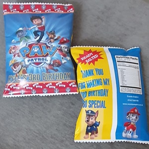 Paw Pups Personalised Crisp Packets for all occasions - Can Be Made In Any Theme, For Any Age, Any Occasion. Completely Made with Crisps