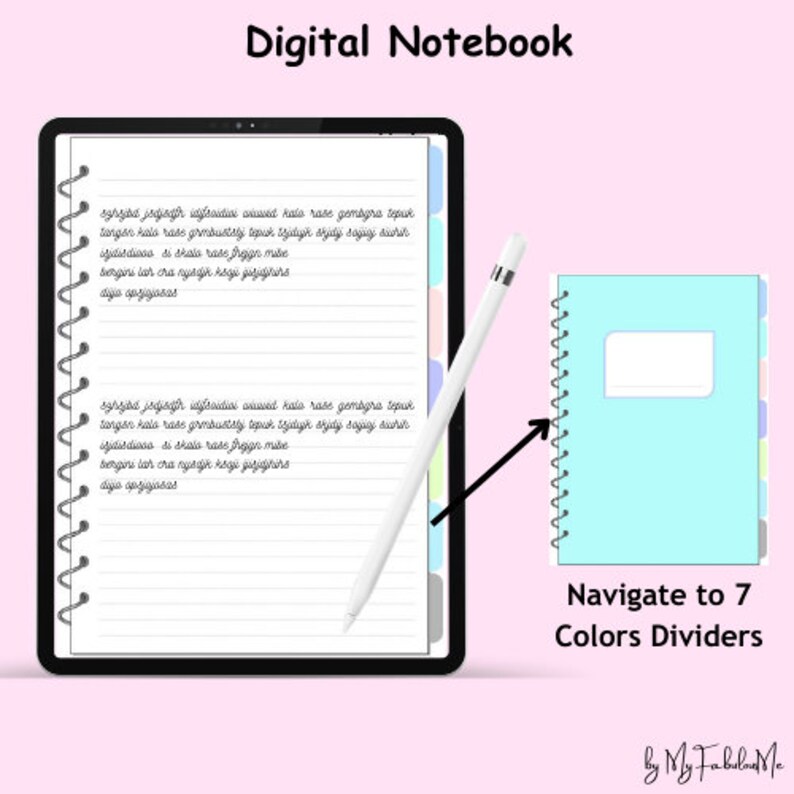 Digital Notebook With Hyperlink Student Notebook 248 Pages Dividers for Subjects Vertical PDF