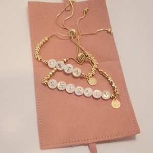 Personalized Letter Bracelet: Gold & Nacre Name Bracelet