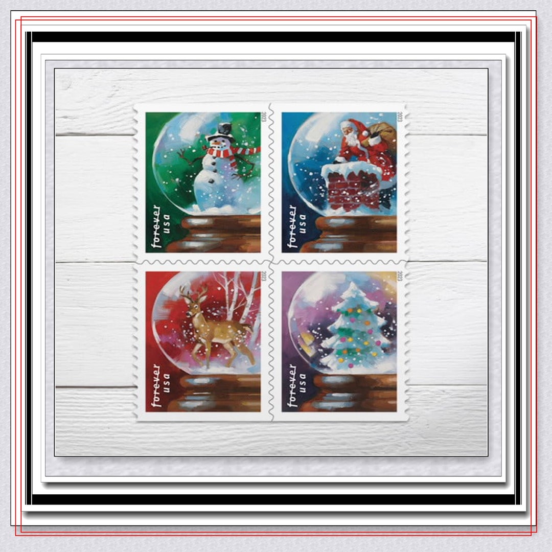 USPS Snow Globes 20 Booklets Forever Stamps snowman Santa Etsy