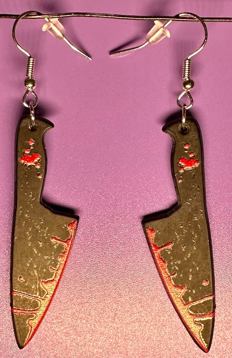 Cute Halloween Bloody Chefs Knife Earrings Etsy