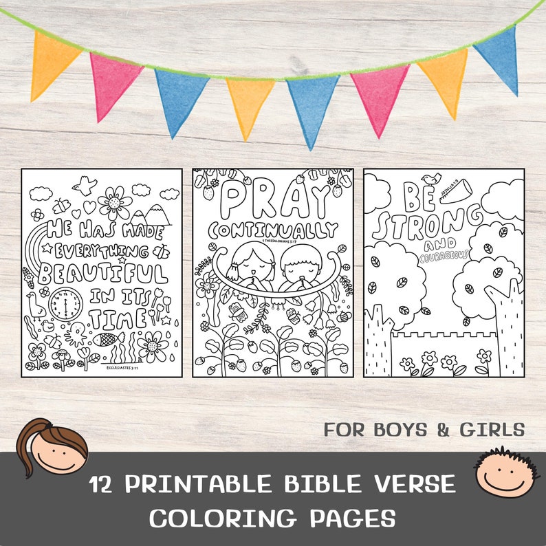 12 Bible Verse Coloring Pages for Kids. Printable Scripture Coloring ...