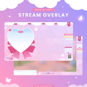Dreamy Butterfly Stream Overlay: Vtuber Twitch Assets (PNG Digital Download)