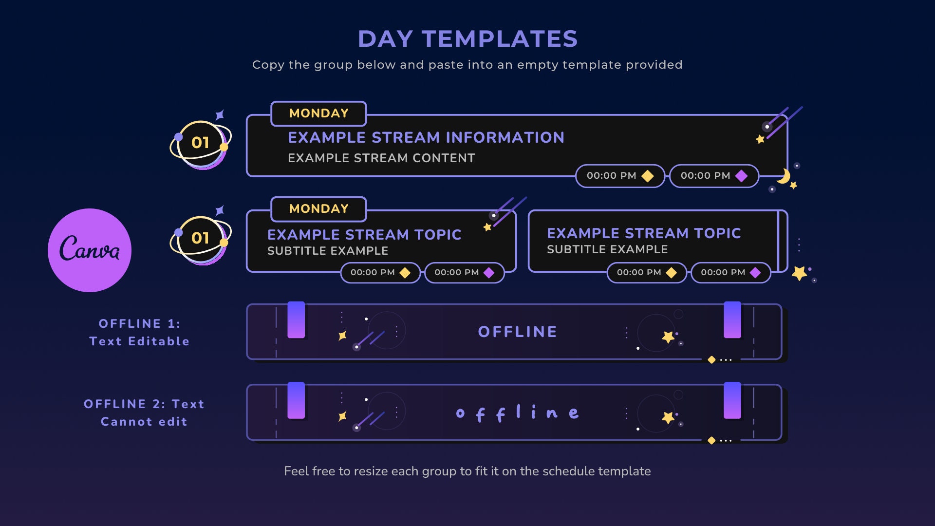 Starry Sky Stream Schedule Template: Canva & Figma (digital Download ...
