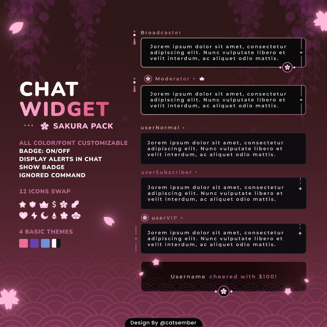 Widget de chat - Glow Sakura / Streamelements / Widget de chat de ...