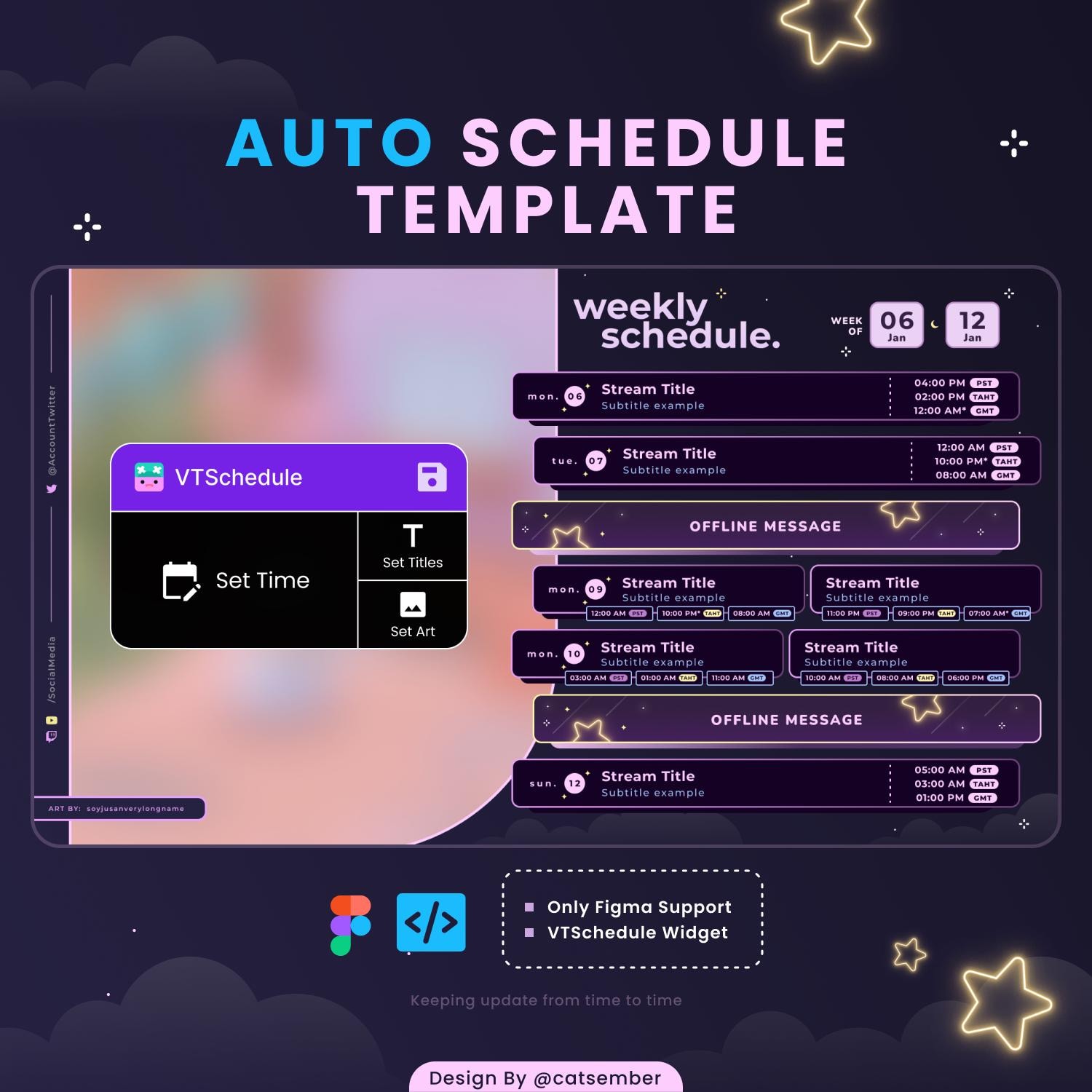 Vtuber Stream Schedule Template: Auto Update, Figma + Vtschedule - Etsy