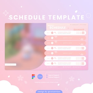 Pink Sakura Stream Schedule Template: Vtuber Assets (CANVA + Figma)