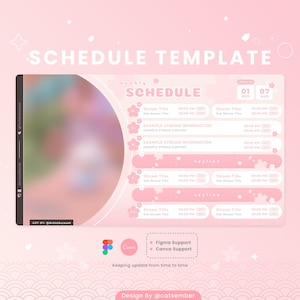 Modèle de calendrier de diffusion Blooming Sakura : actifs VTuber (Figma, CANVA)