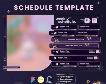 Starry Sky Stream Schedule Template: Vtuber Assets (CANVA, Figma, Photoshop)