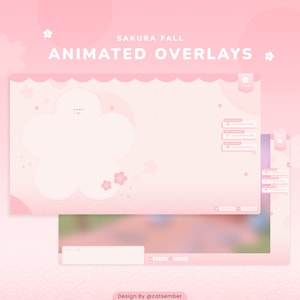 Sakura Fall Animated Stream Overlay: Pink Japanese Vtuber Assets (Digital Download)