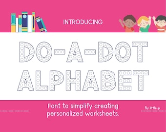 Do a dot Font, Dot Letters, Learning Alphabet, Worksheet Maker font, Dot Paint, Tracing Font, Dot Activity, Learning ABC, Dauber Alphabet