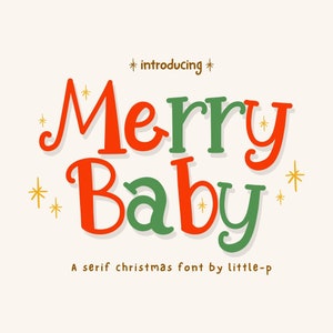 Merry Baby Font, Christmas Font, Handwritten Font, Cute Font, Holiday Font, Crafting Font, Christmas Serif Font, Procreate Fonts, Xmas Font