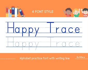 Happy Trace Font, Student Font, Tracing Font, Bundle Font, School Font, Handwriting Practice, Teacher Font, Writing Practice, Dotted Font,
