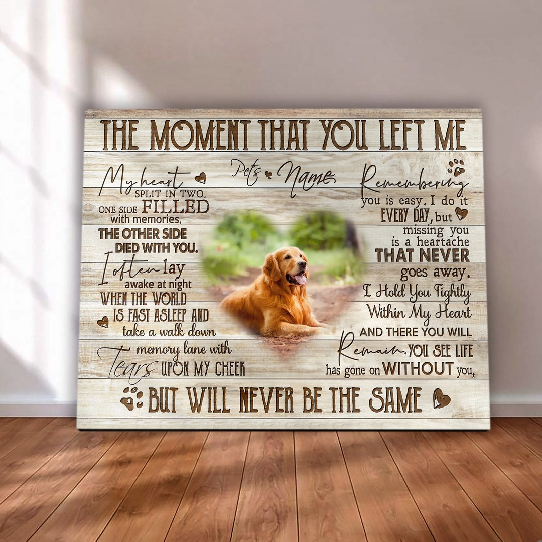 Dog Memorial Canvas With Photo Pet Memorial Dog Loss Gift Etsy