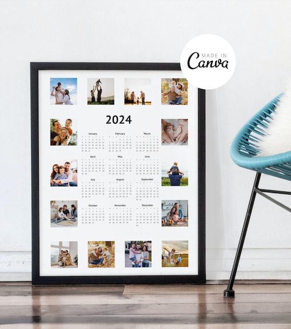 Personalised 2024 Family Calendar With Photo, 2024 Family Calendar With  Photo Editable Canva Template, 2024 Family Wall Calendar With Photo - Etsy