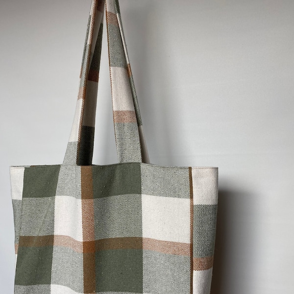 Sac Tote bag à carreaux vert