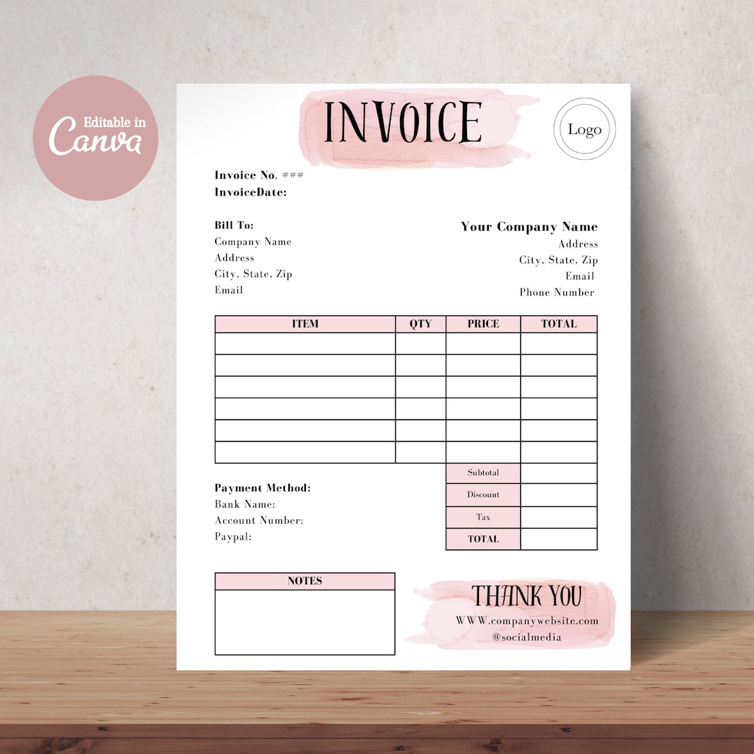 Invoice Template Download Printable Invoice Invoice Form Etsy Invoice Template Download Printable Invoice Invoice Form Etsy