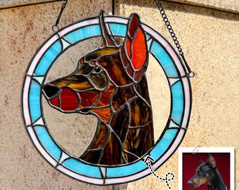 Personalized Dog Portrait Stained Glass, Handmade Pet Suncatcher, Unique Custom Dog Memorial Gift, Pet Lover Window Hanging Art
