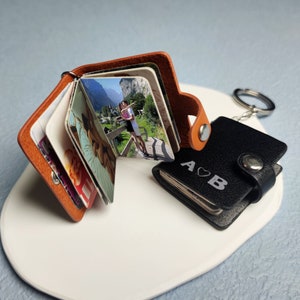 Custom Mini Photo Album Scrapbook Key Chain | Custom Couple Photo Leather Keychain | Mini Photo Album Picture Key Chain | Custom Key Chain