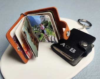 Custom Mini Photo Album Scrapbook Key Chain | Custom Couple Photo Leather Keychain | Mini Photo Album Picture Key Chain | Custom Key Chain