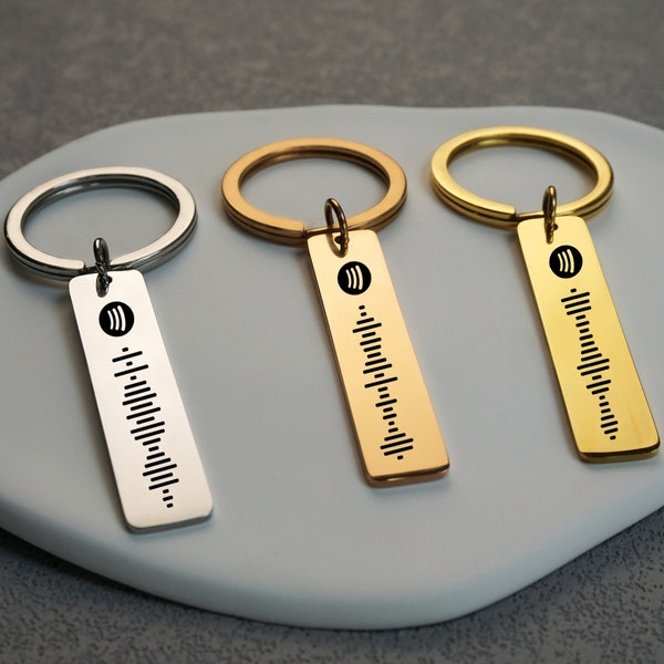 Custom Music Song Keyring, Spotify Code Keyring, Personalised Keyring, Engraved Keychain, Custom Music in Your Pocket Keychain